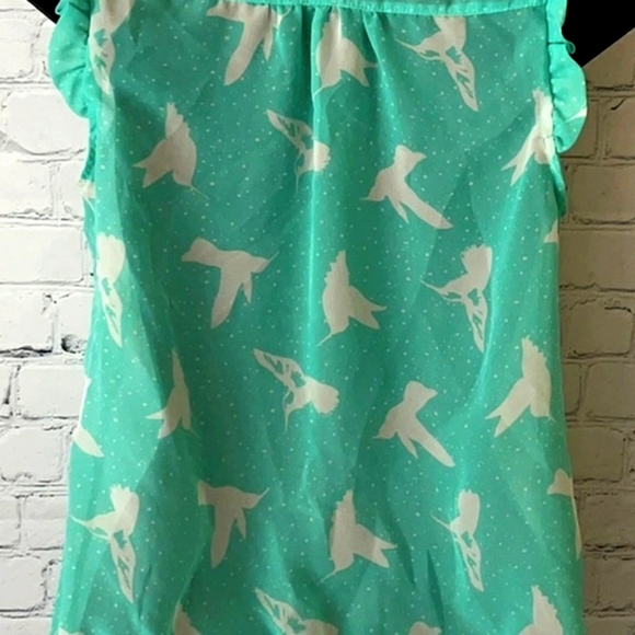 Eyelash Couture Hummingbird Sheer Blouse Top Shirt - Picture 7 of 8